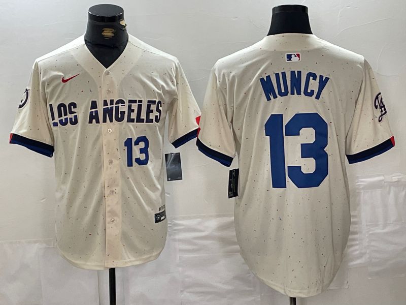 Men Los Angeles Dodgers #13 Muncy Cream Fashion Nike Game MLB Jersey style 4->los angeles dodgers->MLB Jersey